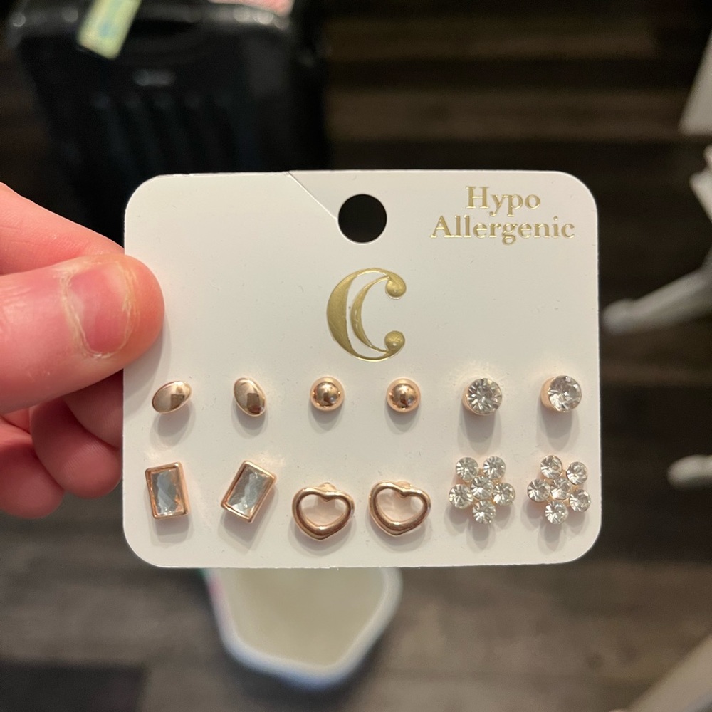 Earring 6 pack rose gold hypo allergenic